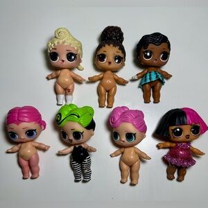 LOL Surprise Dolls Figures Lot of 7, Glitter Suprise and Rock Remix